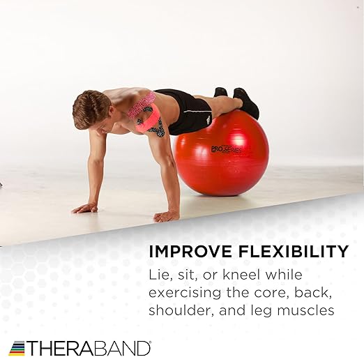 THERABAND Pro Series Exercise Ball, 22" Red Stability Trainer for 5'1"–5'6" Users, Anti-Burst Yoga & Pilates Ball, Balance & Core Trainer, For Athletes Fitness at Gym & Home