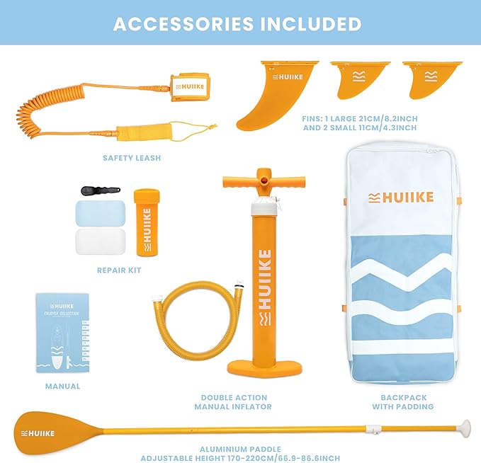 Inflatable Paddle Board for Adults with Accessories Included, Oar, Fins, Pump. Stand Up Paddleboard Great Stability and Resistance. 10’ x 33" x 5.9", Maximum Load 286 lb