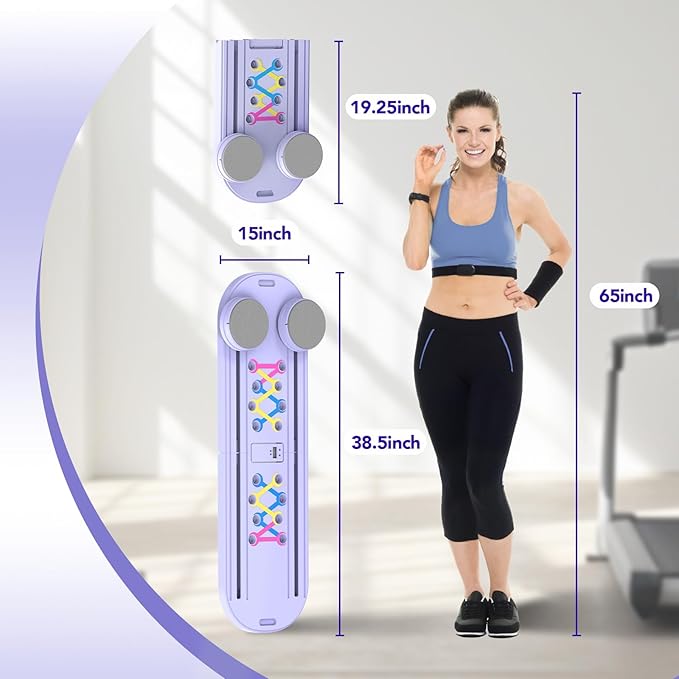 Pilates Board, Foldable Pilates Reformer Set with Timer, 8-in-1 Multi-Purpose Portable Pilates Machine for Home Workout, Pilates Reformer Kit for Full Body Workout, Abs Trainer, Core Strength