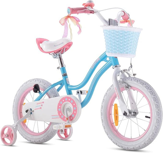 RoyalBaby Girls Bike EZ Bike Stargirl Training Free Balance to Pedal Easy Learning Bicycle, 12-20 Inch for Toddlers & Big Kids.