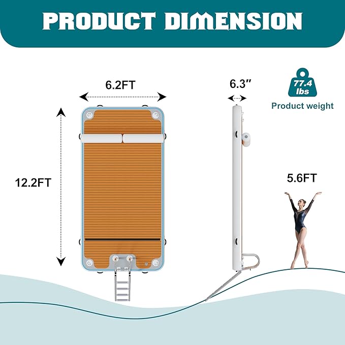 Specraft Inflatable Floating Dock, Non-Slip Air Dock Platform loating Island Raft with Rope Ladder for Pool Lake Beach Ocean