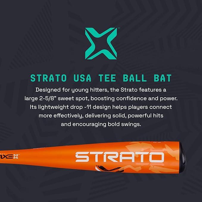 Axe | Strato | USA Tee Ball Baseball Bat | Drop -11 | 1-Piece Alloy | 2-5/8" Barrel | Orange/Navy