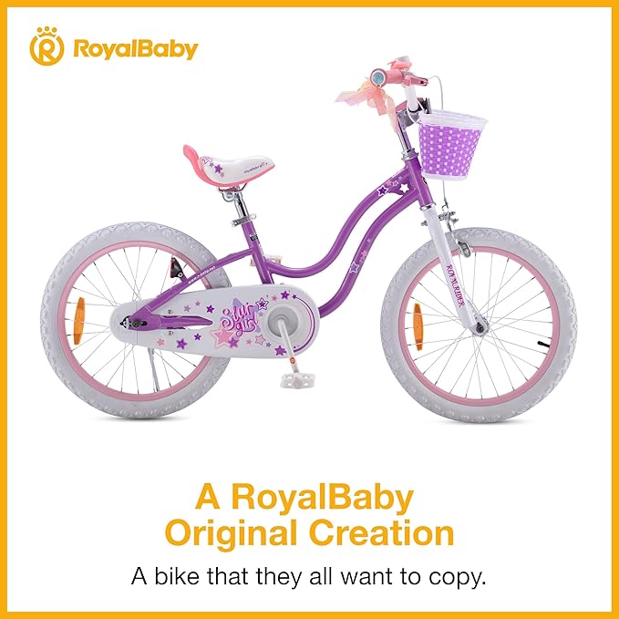 RoyalBaby Girls Bike EZ Bike Stargirl Training Free Balance to Pedal Easy Learning Bicycle, 12-20 Inch for Toddlers & Big Kids.