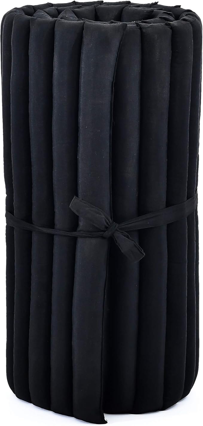 Leewadee - Foldable Floor Mattress - Japanese Roll Up Futon -Trifold Tatami Mat- Guest Floor Bed - Camping Mattress - Thai Massage Mat, Kapok Filled, 75 x 28 inches, Black