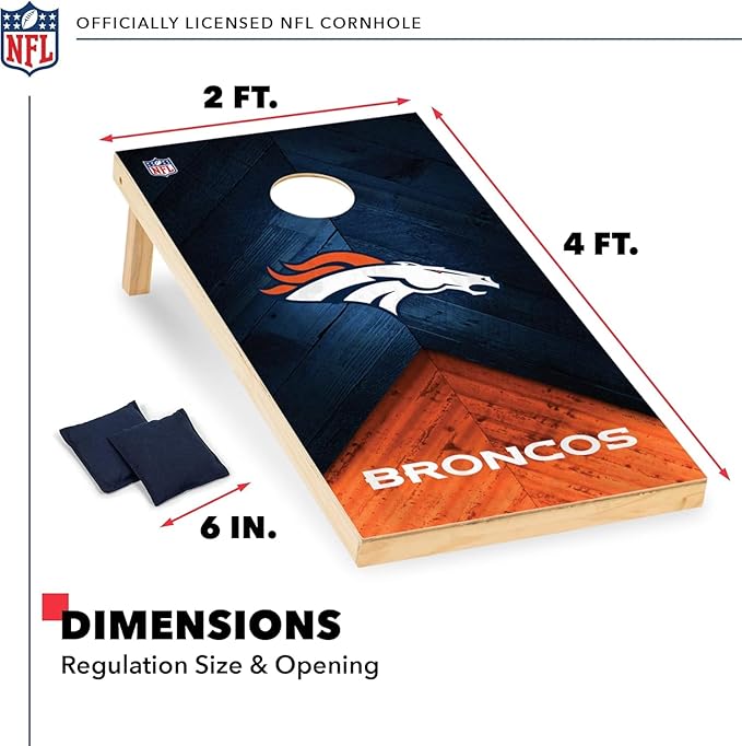 Wild Sports NFL Football 2' x 4' Regulation Size Solid Wood Cornhole Set with Direct Print HD Team Graphics Great Gift for Any Football Fan! Bean Bag Toss Family Outdoor Game