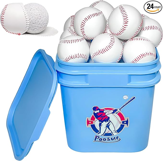 24 Pack Youth Baseballs - 9 Inch Faux Leather Practice Balls for Teen Training, Hitting, Pitching & Fielding Drills | Lightweight Unmarked Baseballs for Backyard & School Team Practice