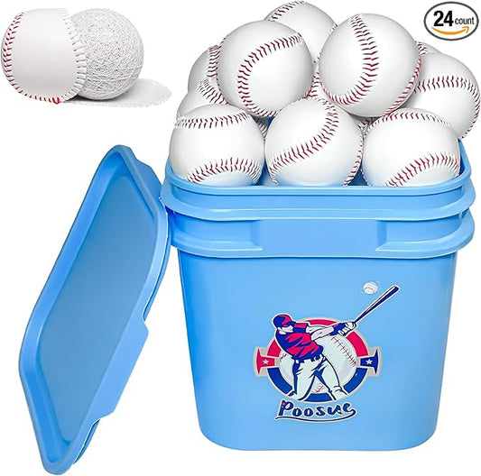 24 Pack Youth Baseballs - 9 Inch Faux Leather Practice Balls for Teen Training, Hitting, Pitching & Fielding Drills | Lightweight Unmarked Baseballs for Backyard & School Team Practice