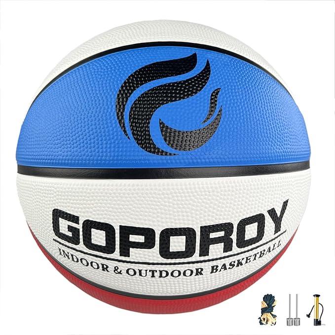 Size 5(27.5") Youth Premium Rubber Basketball for Kids Indoor Outdoor Basketball with Needle, Pump and Carry Bag
