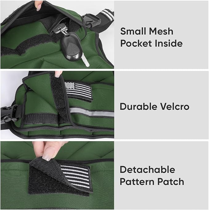 APEXUP Adjustable Weighted Vest, 4-10lb/12-18lb/20-32lb Vest with 6 Ironsand Weights and Large Pocket, Weight Vest for Men Women Strength Training, Running, Walking