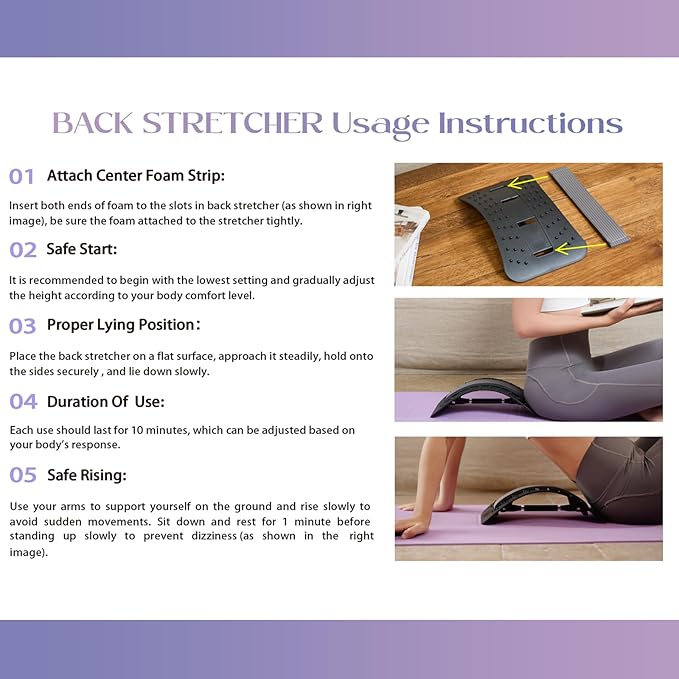 YAJIACLONE Back Stretcher for Lower Back Pain Relief，Adjustable, Portable, Durable-Unique Yoga and Gym Runner Gifts，Sports Fitness Relaxations Gift，Home Office Travel Essentials.