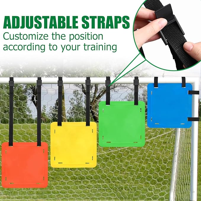TOBWOLF 4PCS Soccer Goal Target, Soccer Goal Shooting Targets with Adjustable Extra-Long Strips, Targets for Goals Training Enhance Agility Speed for Lacrosse, Hockey, Baseball, Football