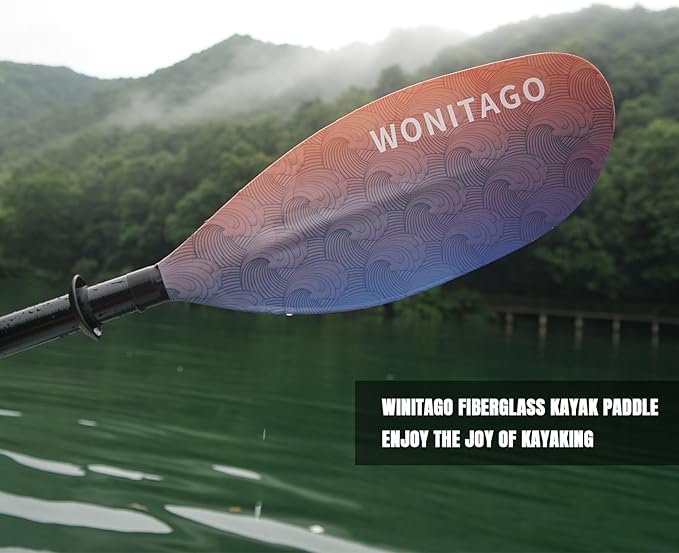 Kayak Paddle with Fiberglass Shaft and Reinforced Nylon Blade, Adjustable Kayaking Oars, 3 Piece, 230-250 cm/90-98 inches, 210-230 cm/82-90 inches