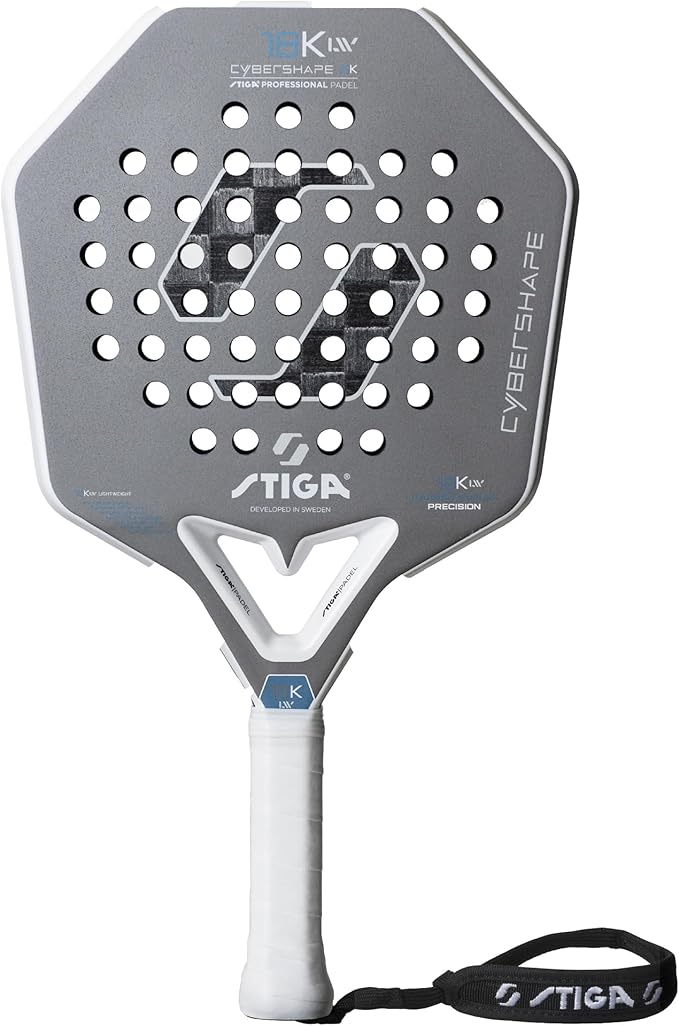 Stiga Padel Racket 18K LW Cybershape, Lightweight Carbon Fiber Padel Blade for Intermediate Table Tennis Play for Adults & Youth