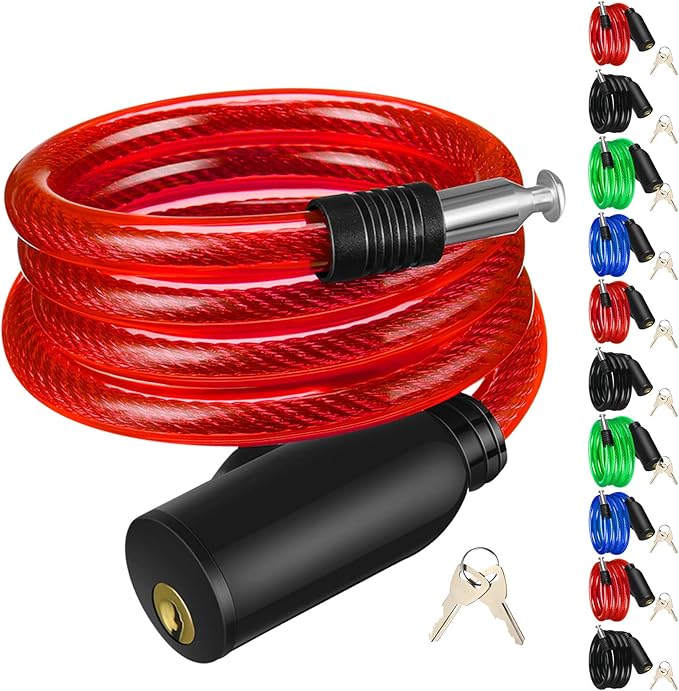 10 Pcs Anti Theft Bike Lock Secure Bike Lock Cables with Key Bicycle Chain Lock Bike Cable Lock for Protecting Your Bike Accessories, 4 Colors, 41.3 Inches Long