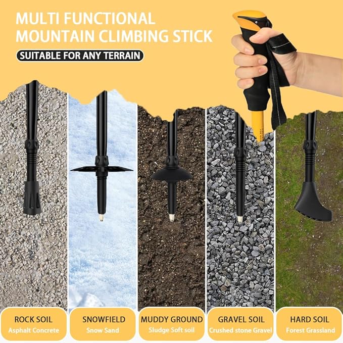 HUINING Foldable Hiking Poles Telescopic,Nordic Walking Poles Women and Men,Trekking Poles,Ultralight Trekking Poles Made of Aluminium with Lots of Accessories,110-130 cm