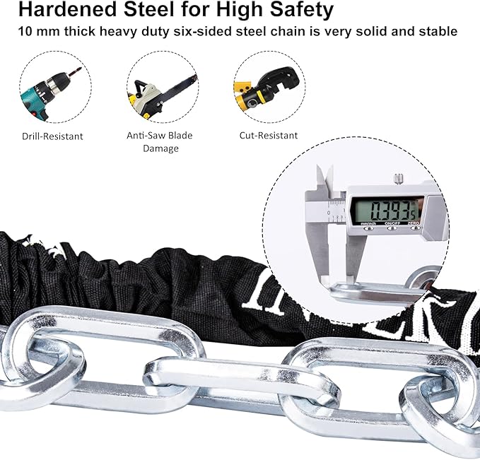 Bike Chain Lock 3FT/4FT/5FT Heavy Duty Bike Lock Anti-Theft Bicycle Chain Lock 8mm/10mm Thicker Bicycle Lock Chain Bike Lock with 3 Keys for Bike, Motorcycle