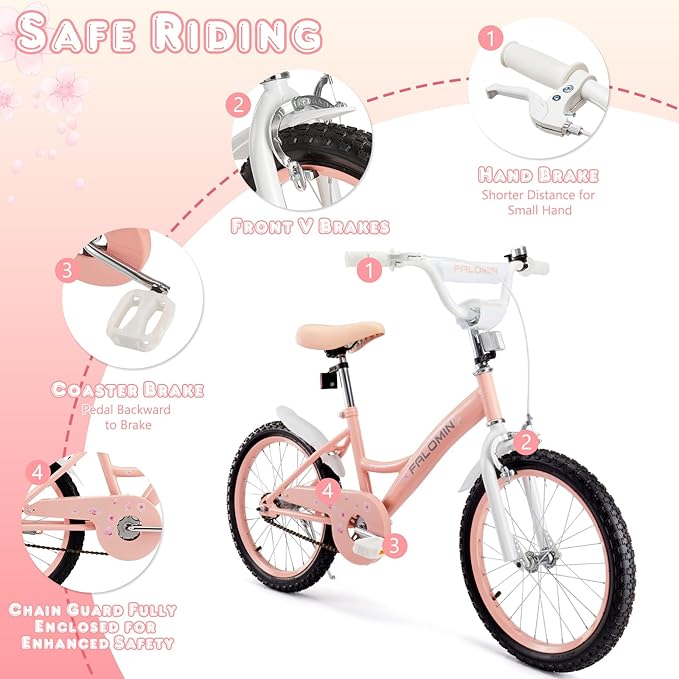 14/16/18 Inch Children’s Bike for Toddlers Kids Ages 3-9, Safe Non-Slip Tires, Removable Training Wheels, Coaster Brake, Easy Assembly, Perfect for Boys and Girls, Multiple Color