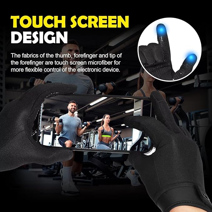 Workout Gloves for Men Women, Lightweight Full Palm Grip Padded Protection Gym Gloves for Weightlifting, Training