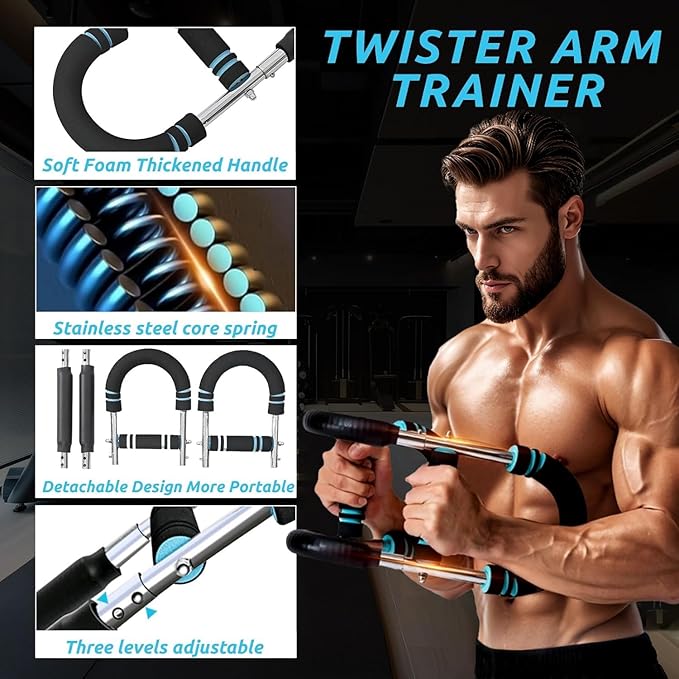 Twister Arm Trainer， Arm Shoulder Chest Workout Equipment 20-100LB Adjustable Strength Trainer Chest Trainer for Men and Women Portable Detachable Home Fitness Equipment