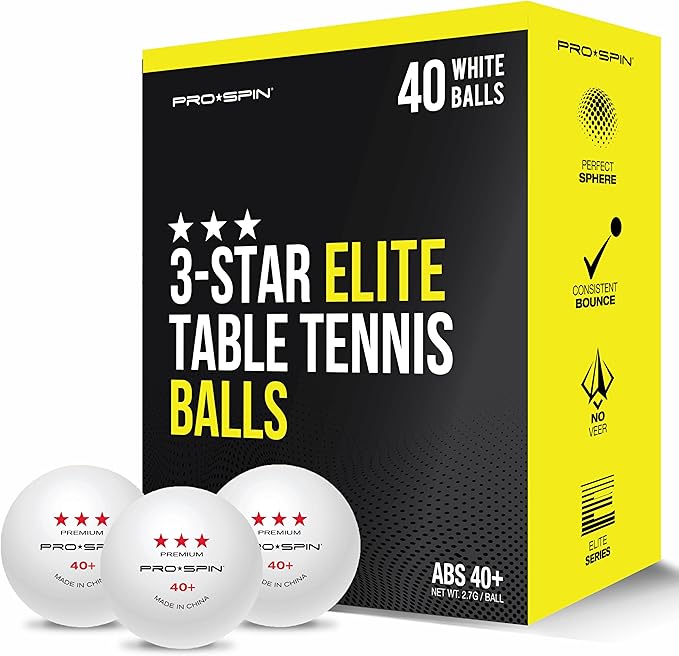 PRO SPIN 3-Star Ping Pong Balls – Professional White 40+ Table Tennis Balls | 3-Star Premium 40 Training & Competition Balls | Bulk, 10-Pack, and 3-Pack Options for Elite Players