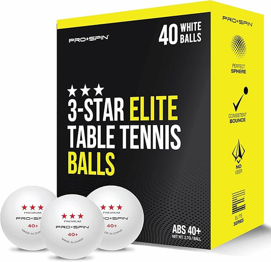 PRO SPIN 3-Star Ping Pong Balls – Professional White 40+ Table Tennis Balls | 3-Star Premium 40 Training & Competition Balls | Bulk, 10-Pack, and 3-Pack Options for Elite Players