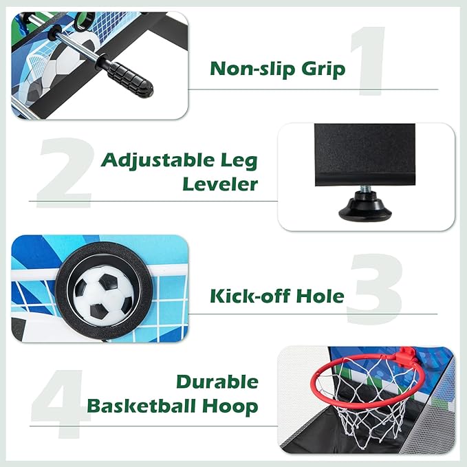 Goplus 14-in-1 Multi Game Table, Combo Game Table w/Foosball, Air Hockey, Pool, Table Tennis, Basketball, Chess, Checkers, Bowling, Shuffleboard, Kids Adults Gifts for Home, Arcade, Game Room