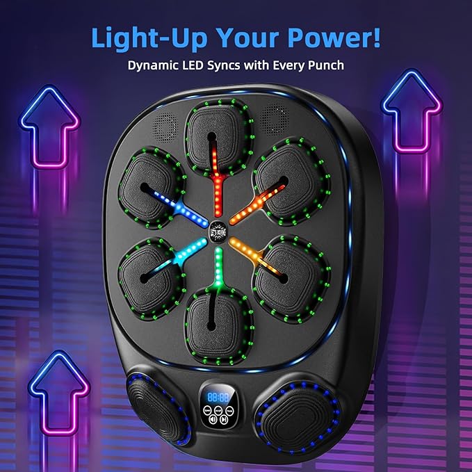 Music Boxing Machine with LED Lights & Bluetooth Speaker – Interactive Punching Bag for Fitness, Rhythm Training & Stress Relief – Home Gym Equipment for Adults