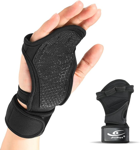 HiRui Ventilated Workout Gloves for Men Women, Built-in Wrist Wraps and Non-Slip Palm Silicone to Avoid Calluses, Exercise Gym Gloves for Training Powerlifting Weightlifting, Size : X-Large