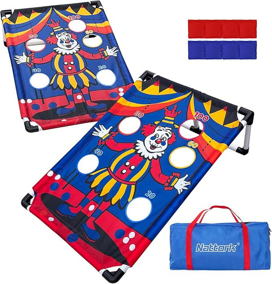 Portable Cornhole Set with 2 Collapsible Cornhole Boards, 8 Cornhole Bean Bags and Carrying Case for Yard Toss Game, Indoor Outdoor Camping Games for Adults Family (3 x 2-feet)