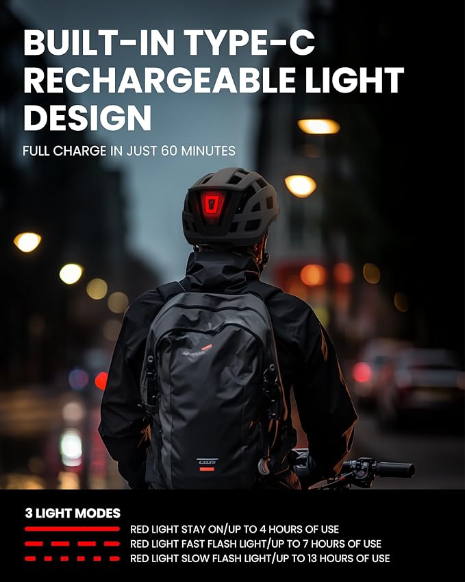 OutdoorMaster Gem II MIPS Bike Helmet with Light - Lightweight Cycling Helmet,Mountain Road Bicycle Helmet for Youth & Adult