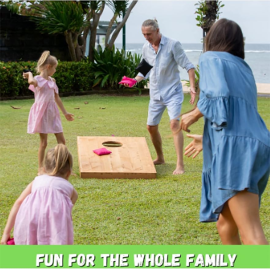 Slick Woody's Professional-Grade Cornhole Boards - 4'x2' Solid Wood Regulation Woodgrain Flag Bean Bag Toss Game with 8 Resin Filled Bags