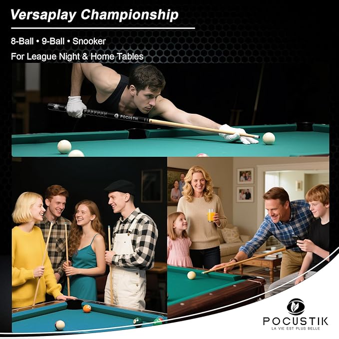 4-Pack Commercial Pool Cue Set - 58" Billiard Sticks 18/19/20/21oz - Hand-Painted Ergonomic Grip, Canadian Maple Shafts, 13mm Tips & 2 Chalks - Complete for Home Bars