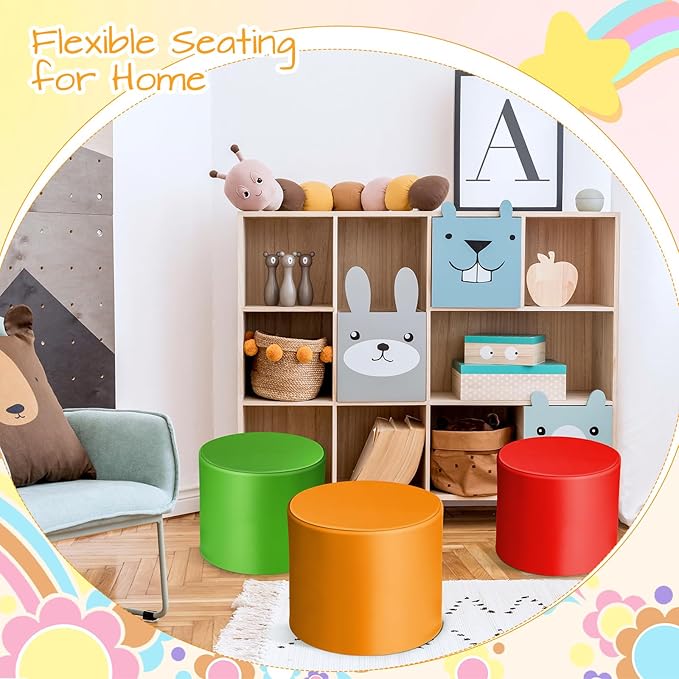 6 Pcs 12" Flexible Seating for Kids Classroom Round Foam Ottoman Colored Student Floor Foam Seating Cushion for Kid Adult Daycare School Kindergarten Home Chair Office (Colorful)