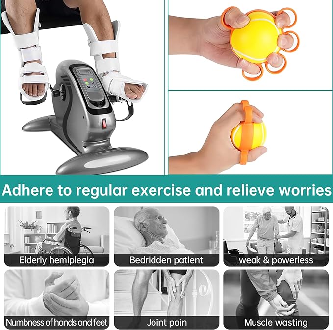 Motorized Pedal Exerciser, Electric Pedal Exerciser for Arm and Leg Low Impact Exercise Rehabilitation, No Resistance, Suitable for Seated Leg Exercise and Arm Exercise for Elderly People