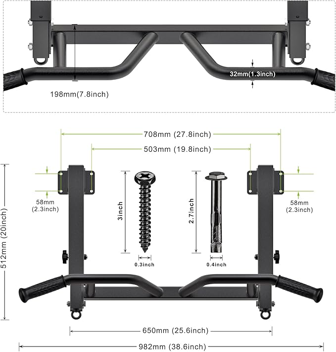 SELEWARE Heavy Duty Welded Pull Up Bar, Versatile Doorway Wall Mount, Joist Mounted, and Ceiling Mounted Chin Up Bars, Thick Metal Sturdy Construction for Full Body Workouts Support 500 lbs