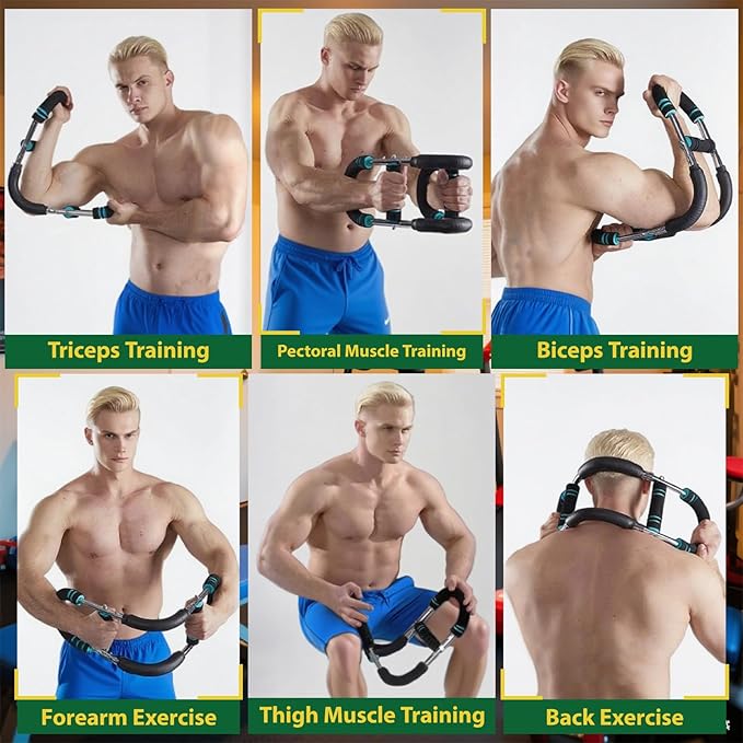 VVOKGO Twister Arm Trainer for Men & Women with 4 Spring, 20-110lb Adjustable Chest Workout Equipment, Shoulder Arm Strength Exerciser, Portable Power Twister Bar, Detachable Design Fitness Anywhere