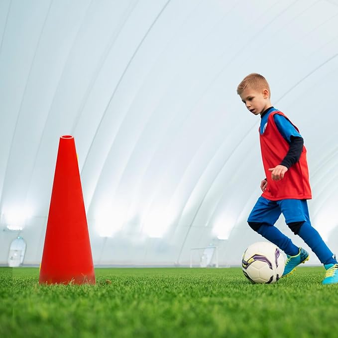 6, 9, 12, 18, 28 Inch Sports Training Traffic Cones - Durable Orange Cones for Soccer, Football, Basketball, Agility Drills, Parking, Safety, Road Use (Set of 12)