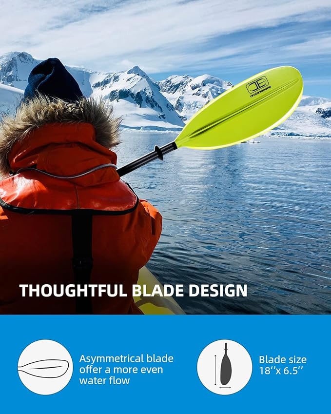 OCEANBROAD Carbon Fiber Kayak Paddle 90.5in/230cm, 86in/218cm for Adults Kayaking Boating Canoeing Oar with Paddle Leash