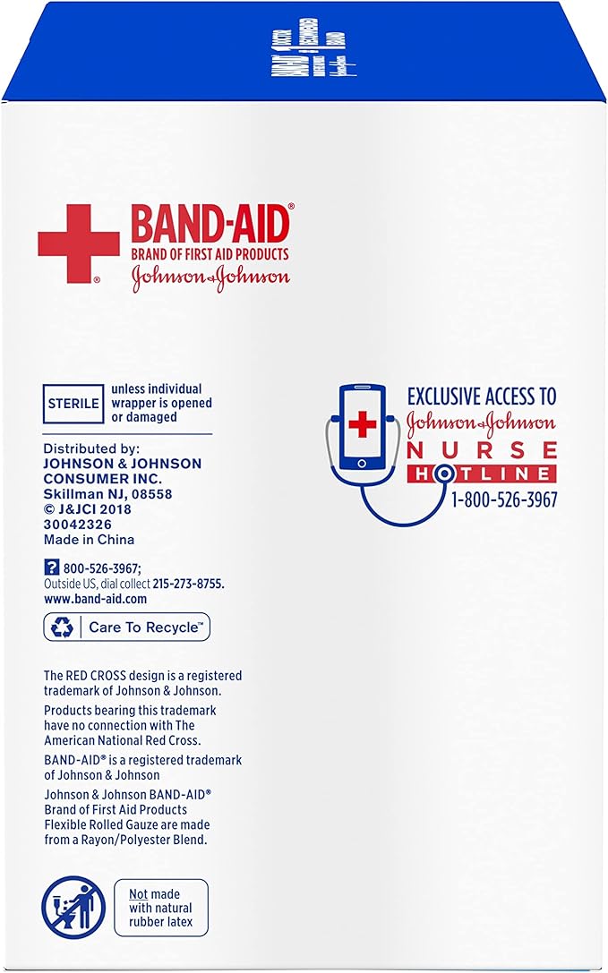 Band-Aid Brand of First Aid Products Flexible Rolled Gauze Dressing for Minor Wound Care, Soft Padding and Instant Absorption, 3 Inches by 2.1 Yards, Value Pack 5 ct