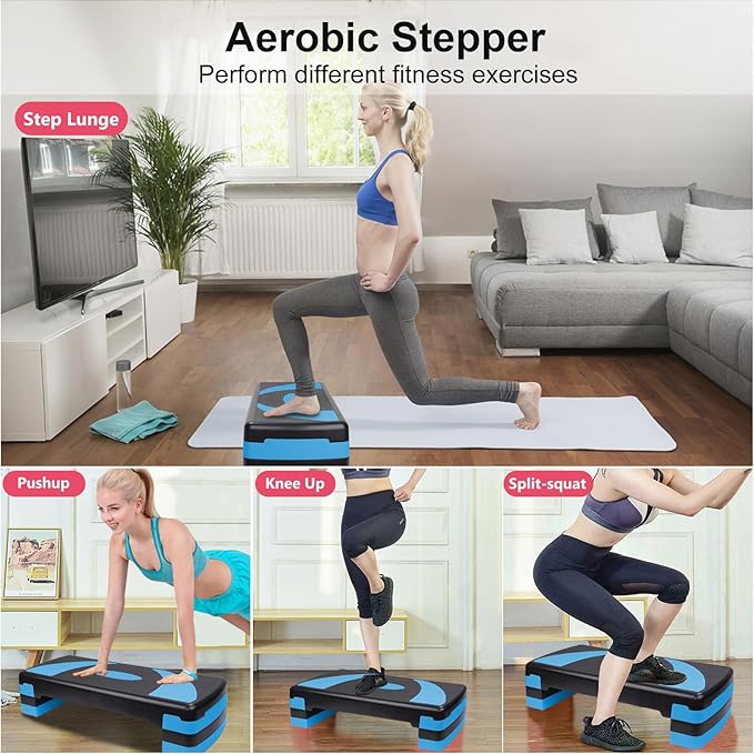 Adjustable Exercise Workout Aerobic Stepper Step Platform Trainer