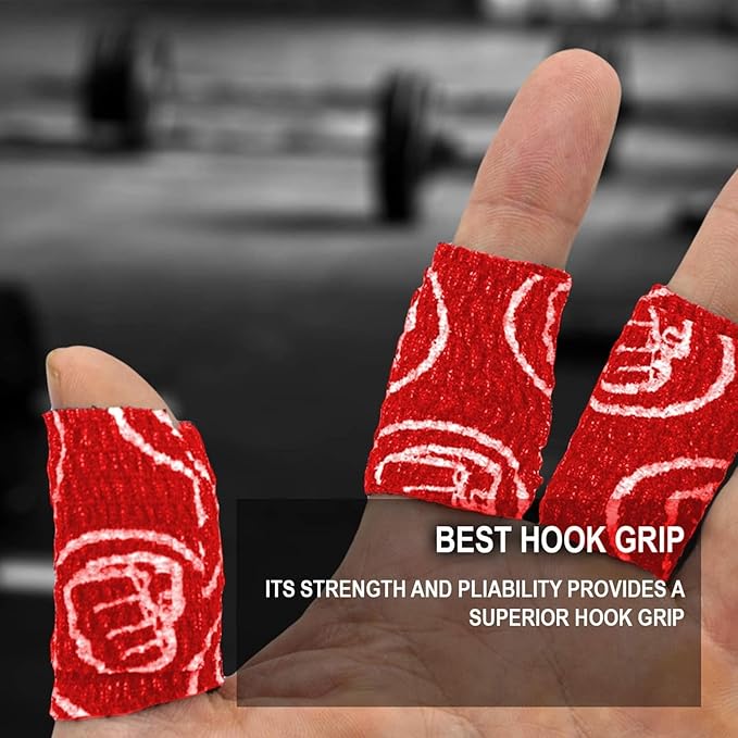 WOD Nation Flexible Hook-Grip Athletic Tape – Easy-Tear, Sweat-Proof Thumb & Finger Strips for Weightlifting