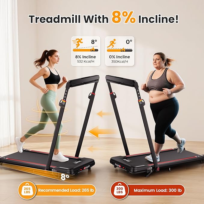 Walking Pad Treadmill with Desk Workstation, 3.0HP Under Desk Treadmills with 8% Incline Handle Bar, Foldable Portable Treadmill for Home Office, 300lbs Capacity, Remote Control, APP