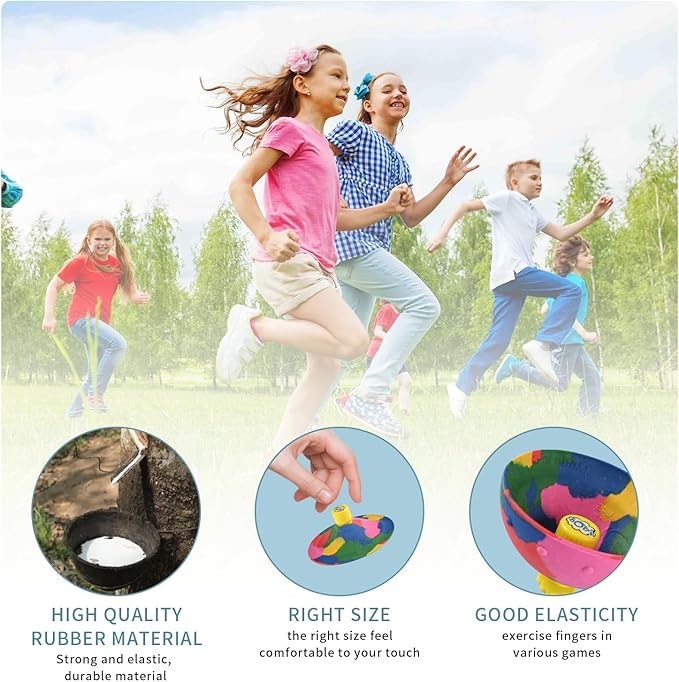 4in1 Bounce Bowls Ball Fidget Toy for Kids & Adults Spinning Stress Relief, Pop Up Toy Outdoor Game Sports Fingertip Toy for School, Birthday Party Favors, Goodie Bag Fillers for Boys and Girls