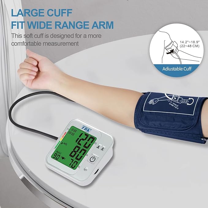 Blood Pressure Monitors for Home USE; Voice Volume Control Bilingual (English/Spanish); Talking ARM Upper Arm Blood Pressure Monitor with Large Digits Display; with 18.9 INCHES Extra Large Cuff