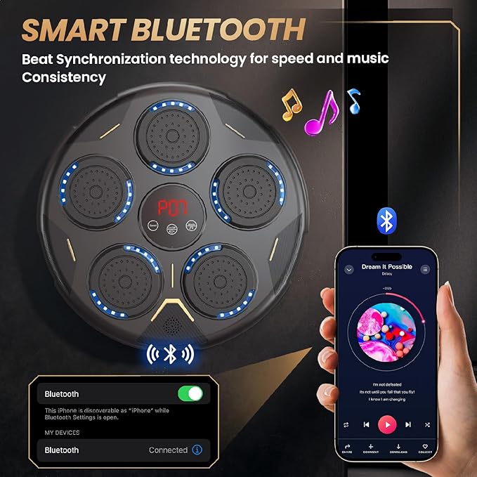 Music Boxing Machine, Smart Bluetooth Boxing Equipment, 9 Modes & 9 Speeds, Boxing Punching Bag with Gloves
