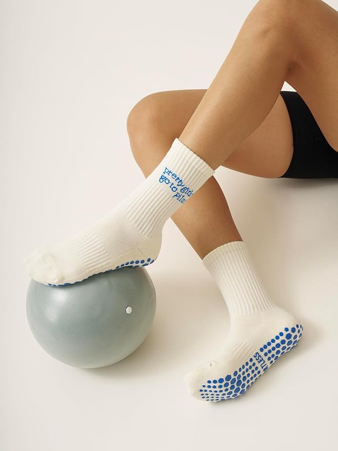 Crew Half Calf Grip Socks, Cutest Fruits Pilates Socks, Ruffle socks, Non-Slip, Barre Yoga Fitness