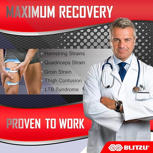 BLITZU Hamstring Compression Sleeve, Thigh Compression Sleeve for Women and Men, Upper Leg Brace for Groin, Sciatica & Quad Tendonitis, Wrap Support for Recovery, Running, Sports and Workout Pink XL