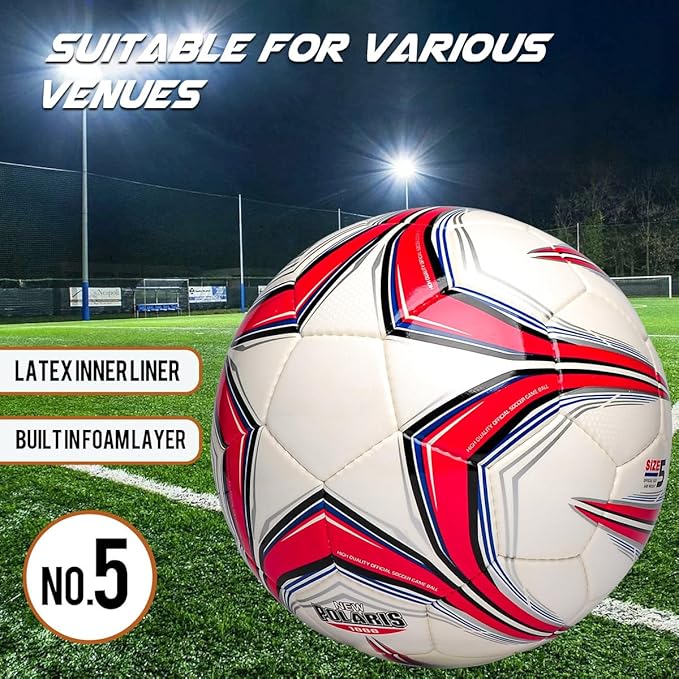 Soft PU Leather Soccer Ball, Indoor Outdoor Team Sports, Training Practicing Game Match Soccer Ball Gift for Adult Youth, 1pcs