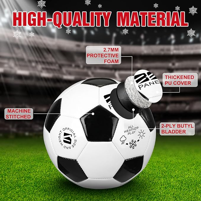 Shappy 4 Pcs Deflated Soccer Balls Bulk with Pump Mesh Bag Operation Christmas Official Size 3 4 5 Indoor Outdoor Colorful Game Sport Gift for Child Adult School