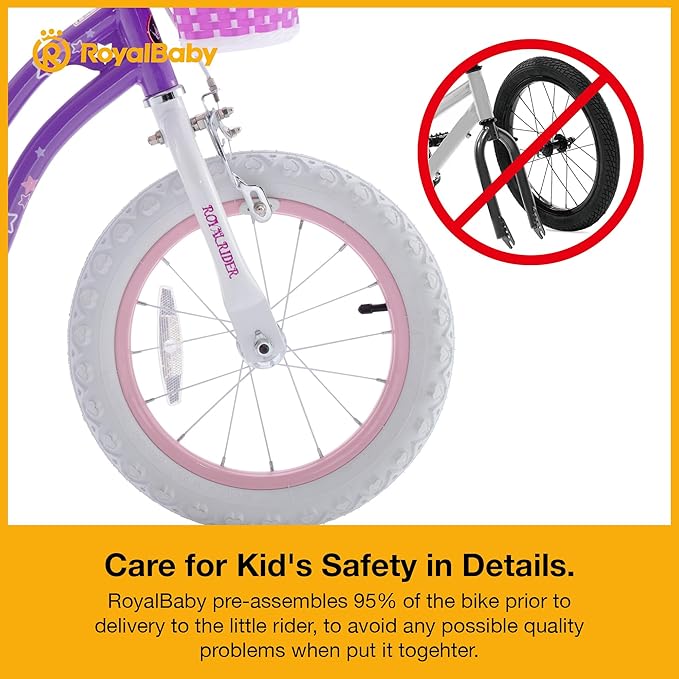 RoyalBaby Girls Bike EZ Bike Stargirl Training Free Balance to Pedal Easy Learning Bicycle, 12-20 Inch for Toddlers & Big Kids.